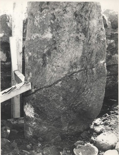 Base of the re-sited  Clach a'Charra in 1968.