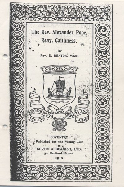 Rev Alexander Pope, Reay, Caithness 