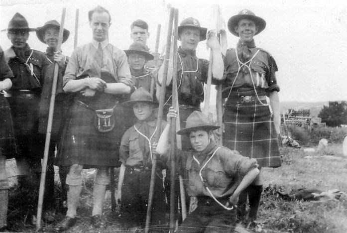 Scout leader with scouts