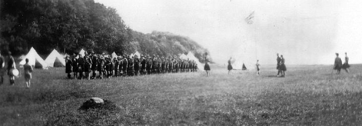 Scout parade at camp