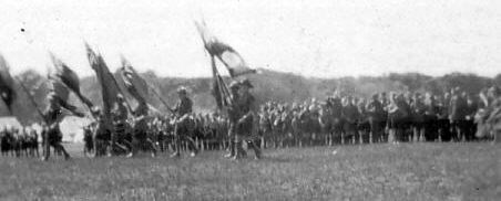 Scout flag bearers on parade