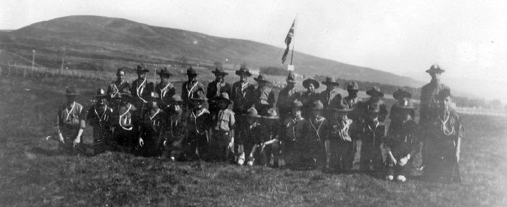A scout group at camp