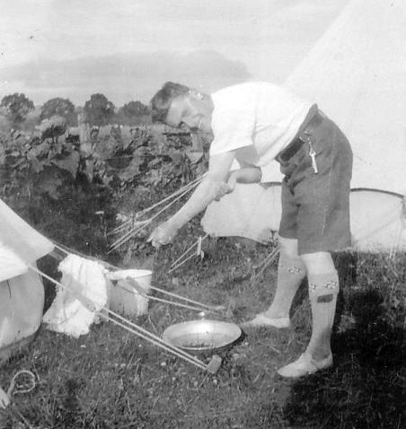 Scout washing at camp - Historylinks Archive