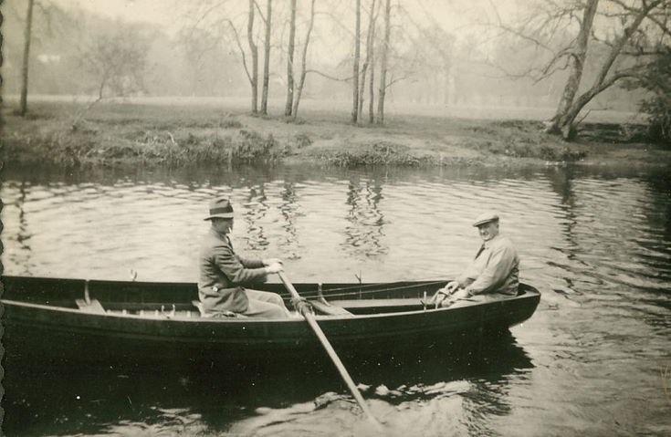 Thomas Hardie and an unidentified man in a boat.