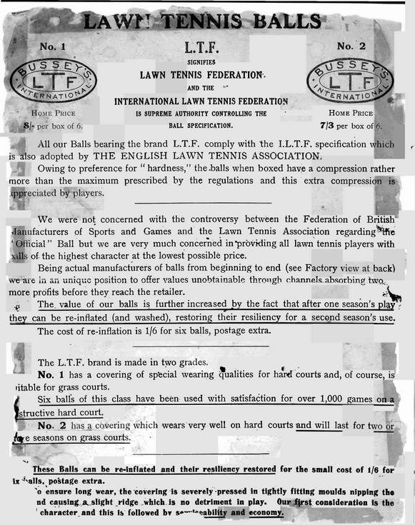 Newspaper advertisement for tennis equipment