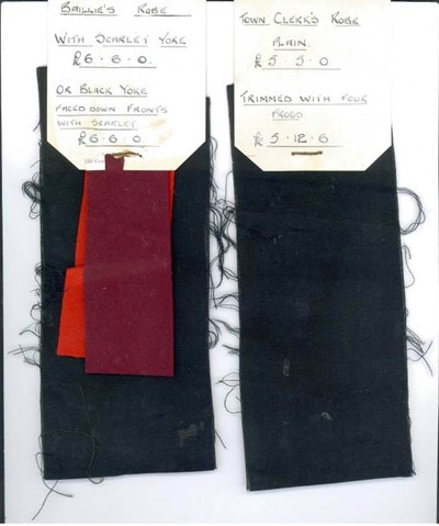 Letter and cloth samples for Burgh officers 1894