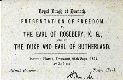 Invitation to presentation of Freedom of Burgh 1894