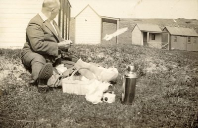 Thomas Hardie with a picnic