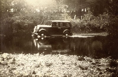 Car crossing a ford