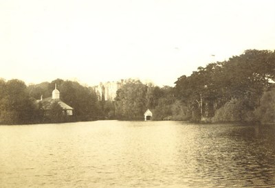 The Lake at Skibo, with the swimming pool and Castle in the background