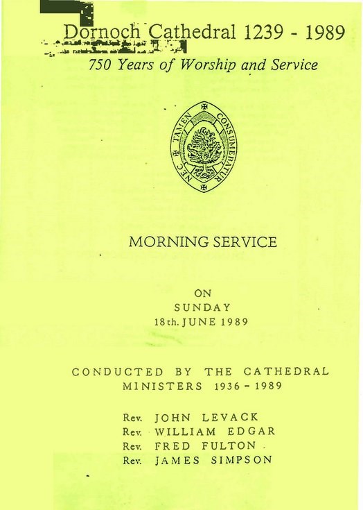 Morning Service - 750th Anniversary Dornoch Cathedral