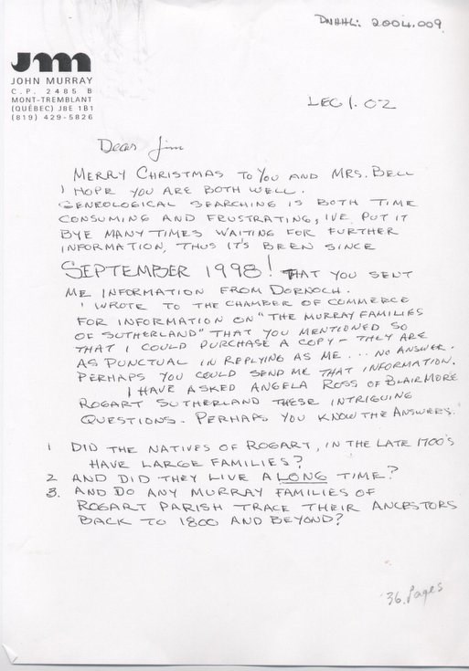 Notes on the genealogy of the Murray family of Sutherland