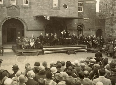 Dias outside County Building Dornoch, Freedom Ceremony 1928