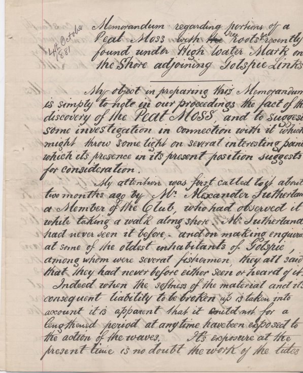 Notes on peat moss at Golspie 1881