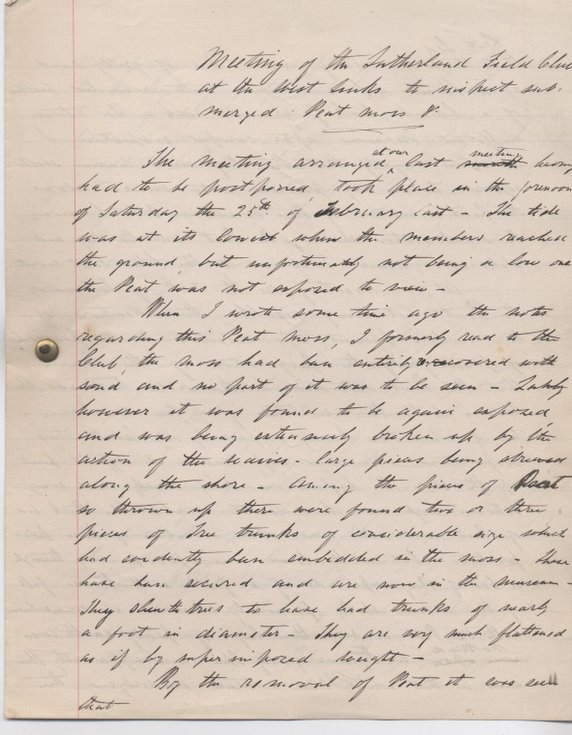 Report of outing to view peat moss at Golspie 1881