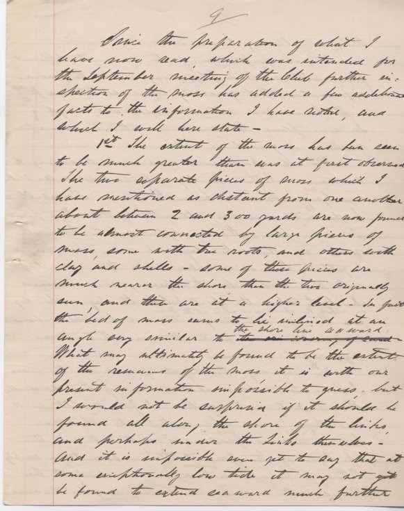 Further information on peat moss at Golspie 1881