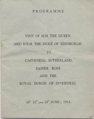 Programme for visit of Queen Elizabeth to Highlands 1964