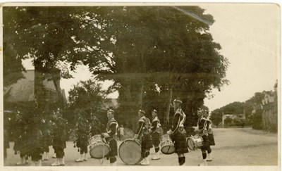 Dornoch  Pipe Band ready to perform at the Pageant 1928
