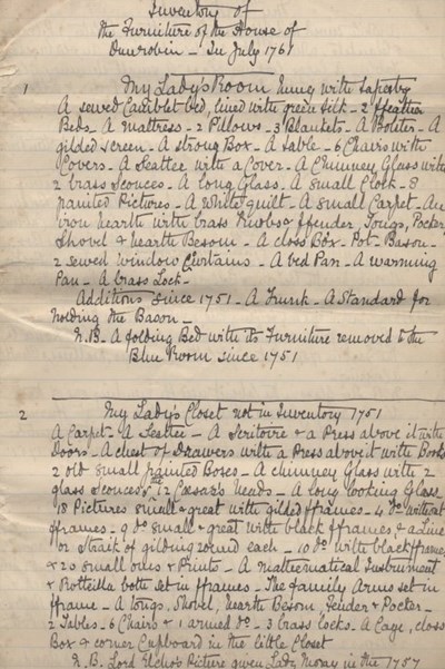 Inventory of Dunrobin 1761
