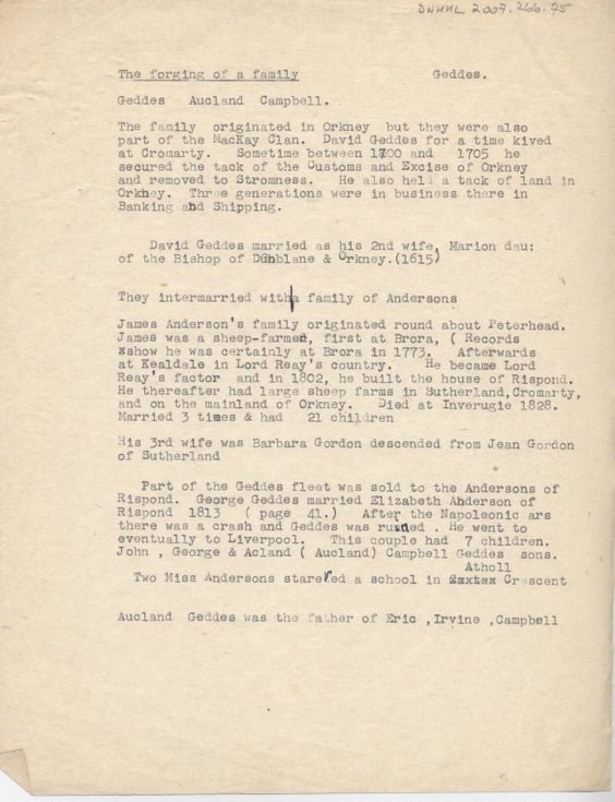 Notes on the Geddes Family