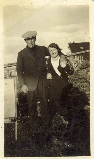 Margaret Button (nee Mackay) with brother Sandy of Embo