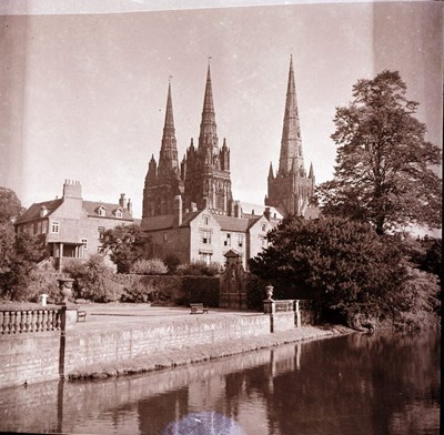 View of Lichfield Cathedral, taken from the river