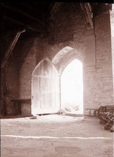 Closer view of inside doorway of old building ~