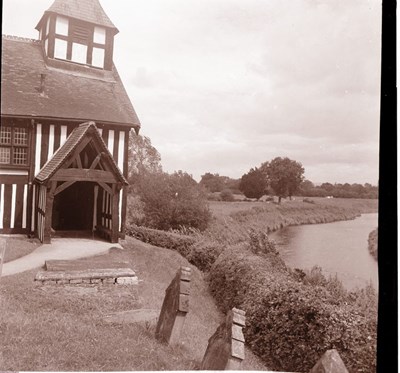 A church by a river at Melverley