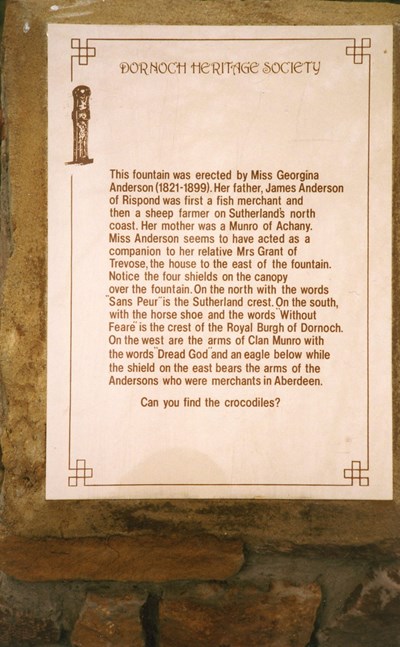 Interpretation panel for cathedral fountain