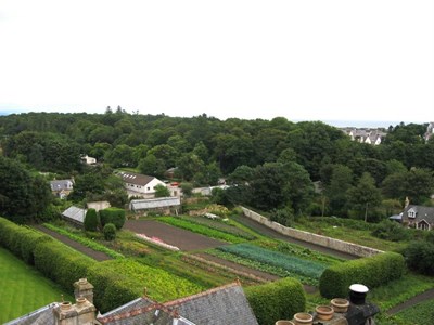 View from Burghfield Hotel tower of kitchen garden