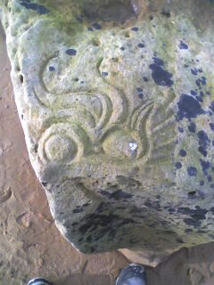 Carved stone on Dornoch Beach