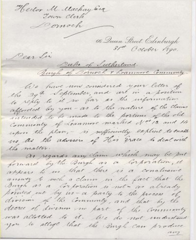 Letter from Tods, Murray & Jamieson to H.M.Mackay ~ 1890