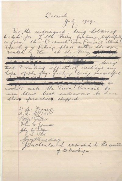 Complaint re trawling at Littleferry ~ 1909