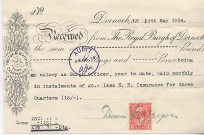 Receipt for burgh officer's salary ~ 1913