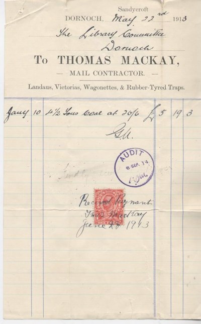 Bill for library coal ~ 1913
