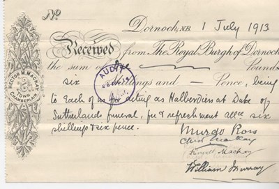 Receipt for payment to halberdiers ~ 1913
