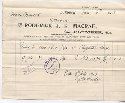 Bill for repairs at slaughterhouse ~ 1913