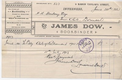 Bill for bookbinding ~ 1913