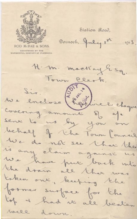 Letter re dispute over road repair ~ 1913