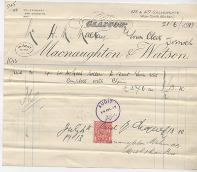 Bill from Macnaughton & Watson, Glasgow ~ 1913