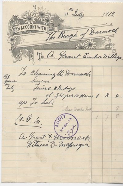 Bill for cleaning burn ~ 1913
