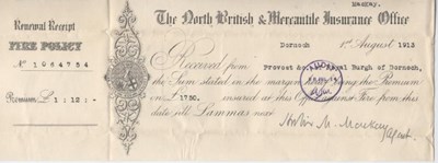 Receipt for renewal of fire insurance ~ 1913