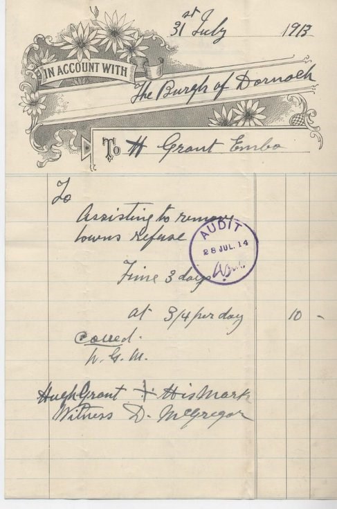 Bill for street cleaning ~ 1913