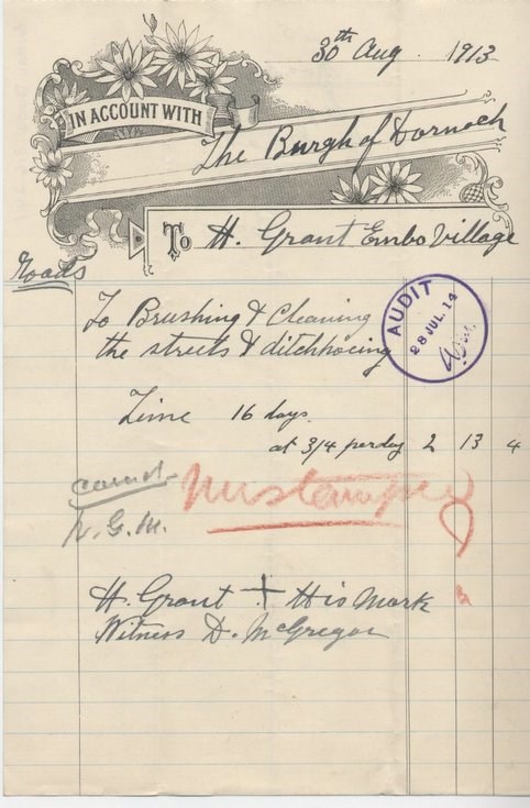 Bill for street cleaning ~ 1913