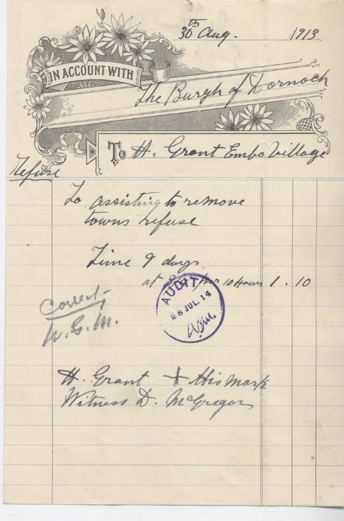 Bill for street cleaning ~ 1913