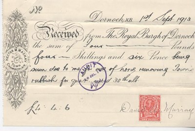 Receipt for use of horse ~ 1913