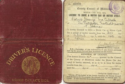 1915 County Council of Middlesex Licence to Drive R McCulloch