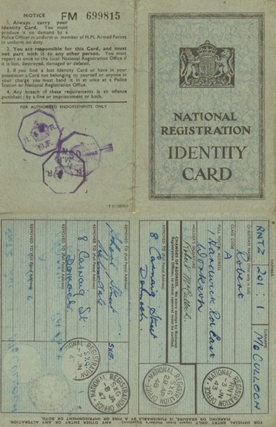 National Registration Identity Card Robert McCulloch