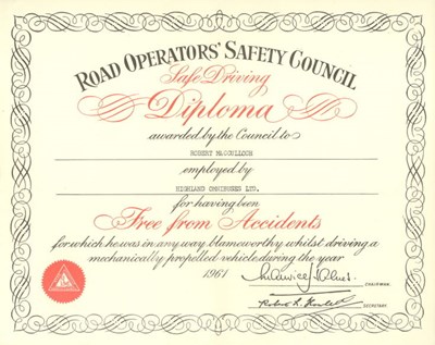 Road Operators' Safety Council Safe Driving Diploma