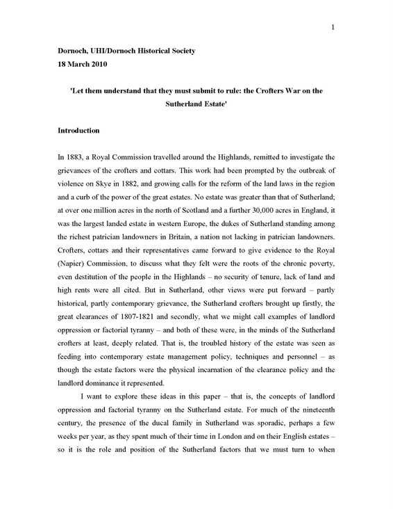 The Crofters War on the Sutherland Estate